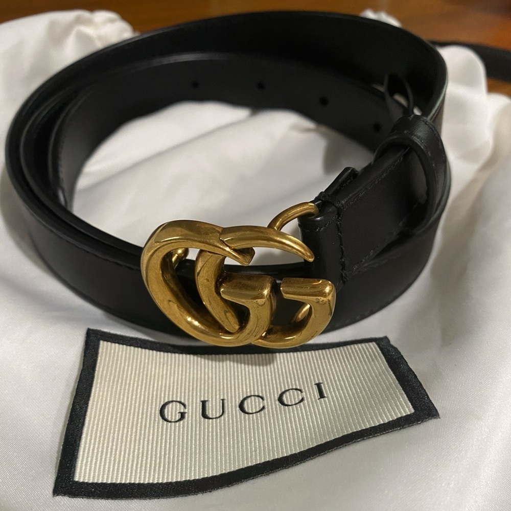 Gucci Marmont Leather Logo Belt 90/36 Med LIKE NEW